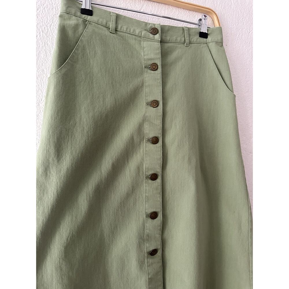 Christopher & Banks Women's Green Stretch Button Front Knee Length Skirt Size 4 - Picture 3 of 15